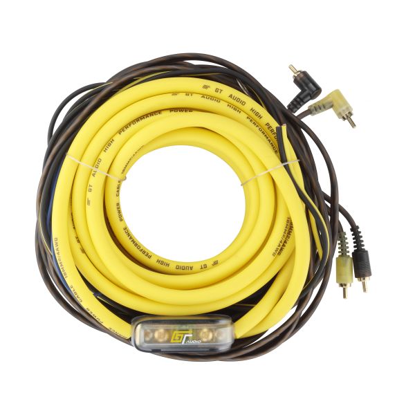 Bassface GT-PK4 - zestaw przewodów CCA do montażu wzmacniacza, przekrój 18mm2 (4AWG)
